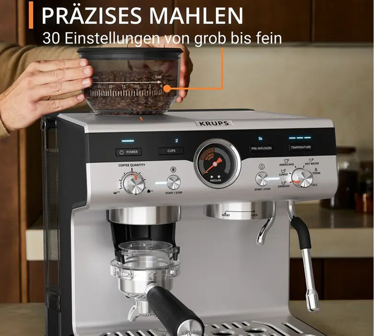 Krups - Siebträgermaschine - Precision Plus - Edelstahl